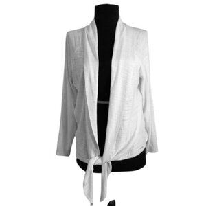 Tommy Hilfiger Size L Womens White Tie-Front Cardigan Lightweight Knit Rayon